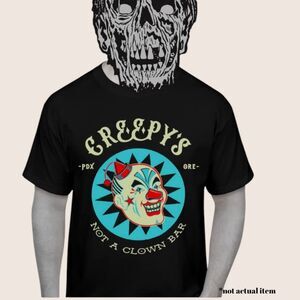 🤡 CREEPYS NOT A CLOWN BAR PORTLAND OREGON PDX MERCH T-SHIRT BLACK LARGE